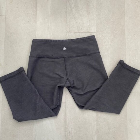 LULULEMON Athletica Heathered Gray/Grey Luon Cropped Low Rise Capri Leggings 4 - Picture 6 of 9